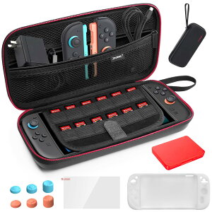【switch 2 ケース】 switch 2専用 収納ケース キャリングケース 耐衝撃ポータブルバッグ 大容量EVA素材 軽量設計 ソフト12枚収納 ダブルファスナー メッシュポケット付き 外出旅行用 保護フィル