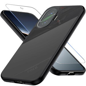 Xiaomi POCO F7ケース ガラスフィルム付き シャオミ poco f7カバー TPUフレーム+PCバックパネル 2重構造マット半透明 黄ばみなし 米軍MIL規格 耐衝撃 レンズ保護 ストラップホール付き poco f7 カバー
