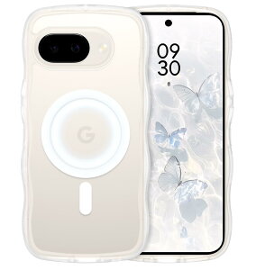 GUAGUA Google pixel 9a ケースウェーブ Magsafe対応 ワイヤレス充電 グーグルピクセル9a ソフト うねうね 人気 韓国 耐衝撃 超軽量 薄型 おしゃれ 黄ばみなし スマホケー クリア ケース 米軍規格 耐
