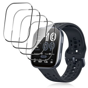 �y4���Z�b�g�zFor Amazfit Bip 6 �t�B���� �ی�t�B���� Kluso PET������ 3D�ȖʃJ�o�[ �����ߗ� �����x�^�b�` �w��h�~ �Ռ��z�� �����z�� �C�A�h�~ Amazfit Bip 6 �Ή� �t���t�B����