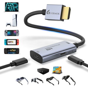 Guermok AR Kl HDMI - USB-C fBXvCA_v^[ 5tB[g 4K@60Hz Đ&[d XRRo[^[ DC 5Vt XREAL One/Air 2 Pro/RayNeo/Rokid Steam Switch 2/1 PS5/4 |[^uj^[p Vo[