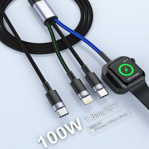 y2025Voz[dP[u 3in1 [dR[h 100W PDΉ 5A}[d Lighting+Watch+USB C 3䓯d\ iPhone 16 15AGalaxy S24 S23 S22 S21 S25 UltraAMacBook Air/ProAiPadAApple Watch 10/9/8/7/6/5/4/3/2/1/Ultra 2/SE
