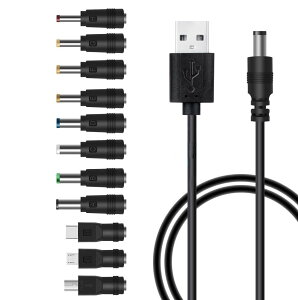 変換コネクタ 11種類セット USB to DCケーブル 1m 5V3A 多機能電源変換ヘッド USB変換ケーブル