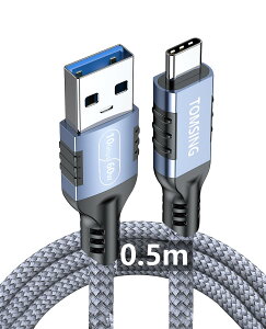 TOMSING USB Type C P[u USB A to USB C 0.5m 3.2 3A/60W }[d 10Gbps f[^] ϋv iC҂ fh~ [dP[u for iPhone 16 / 15 /iPad Pro/MacBook/Galaxy/Xperia/̑ Android  USB-C@