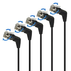 10Gtek 5�{���� LAN�P�[�u�� 360°��]�� CAT6 UTP �C�[�T�l�b�g�P�[�u�� L���^ ���p 0.15m ���Z ���[�^�[/���f��/�Q�[���@/PC�Ή� RJ45 �l�b�g���[�N�P�[�u�� 32AWG ����15cm �u���b�N