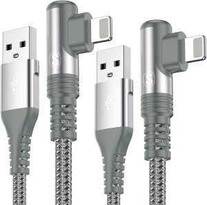iphone 充電ケーブル L字【1M+1M/2本セット】MFi認証 2.4A急速充電 iphone充電器 ケーブル 超高耐久 iPhone14/Plus/pro/Pro Max 13 12 11 Pro Max XS Max XR 8 7 6 Plus,SE 6S 5Cなどライトニング端子に対応 i-phone充電 -(シ