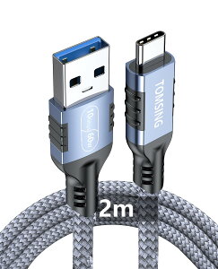 TOMSING USB Type C P[u USB A to USB C 2m 3.2 3A/60W }[d 10Gbps f[^] ϋv iC҂ fh~ [dP[u for iPhone 16 / 15 /iPad Pro/MacBook/Galaxy/Xperia/̑ Android  USB-C@Ή