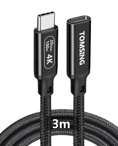 TOMSING USB Type C P[u ^CvCIX烁Xϊ 3m USB3.2 Gen2 10Gbps f[^PD 100W/5A }[d iC҂ R[h X}[gtH/^ubg/Q[@/m[gp\R̃^Cv