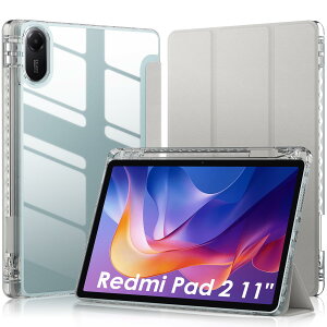 WD&CD Xiaomi Redmi Pad 2 11�C���` �Ή� �^�u���b�g�P�[�X �J�o�[ ���^ �ϏՌ� �I�[�g�X���[�v�@�\ �O�܂�X�}�[�g�J�o�[ Pencil���[�\ DIY�����J�o�[ Xiaomi Redmi Pad 2 �ی�J�o�[(�O���[)