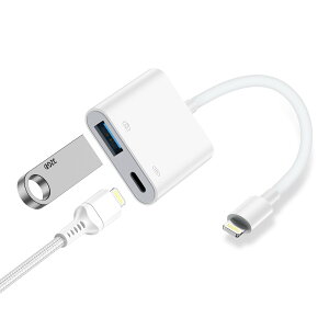 Haoano iPhone USB�����A�_�v�^�[ 2in1 �}���[�d/�����o�����f�[�^�]�� usb ���C�g�j���O ���� �J�����A�_�v�^ �ݒ�s�v �f�[�^/�ʐ^/�r�f�I/�����t�@�C���]�� iPhone14/13/12/SE/iPad/�J����/�J�[�h���[