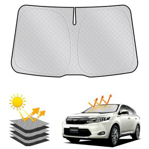 【6層構造】サンシェード トヨタ ハリアー 60系【遮光率99.9% 車種専用設計 厚手】2025新型 遮光&断熱&UVカット 高密度生地 吸盤不要 サンシェード 車 フロント用 多用途に対応 取付/収納簡