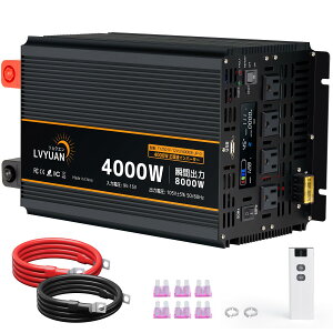 LVYUAN 12V 4000W(u8000W) \gCo[^[ DC12V() AC100V±5V() ϊ 50/60HZؑ Rt(L50M) Hی@\t ACRZg×4 USB\Pbg×1 pt@t J[C