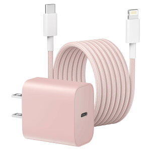 iPhone 充電器 20W PD 急速充電【正規MFi認証/PSE認証済】Type-C スマホ 充電器 USB-C to iPhone 充電ケーブル 2m付き i-Phone 14/13/12/11/XS/XR/SE iPad/AirPods対応-可愛いピンク