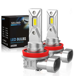 �y12�A ������LED�`�b�v�zXELORD H11 LED �w�b�h���C�g ���� 6500K �z���C�g 10�{���邳UP H8 H16 H11 LED�o���u �n���Q���T�C�Y �Ԍ��Ή� �t�@�����X ������ �m�C�Y�΍� DC 12V�ԗp 2�Z�b�g