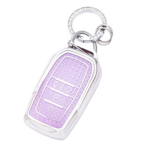 ヴォクシー 90 系 キーケース 適合トヨタ ノア 90 系 アルファード ヴェルファイア 40系キー カバー シエンタキーホルダー 可愛 シルバーパープル 4ボタン
