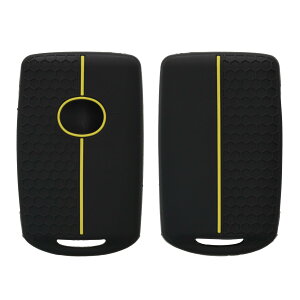 kwmobile キーカバー マツダ 3ボタン CX30 CX50 CX60 CX90 MX-30対応 キーケース - 保護ケース 鍵ケース 車鍵 シリコン 黒色/黄色