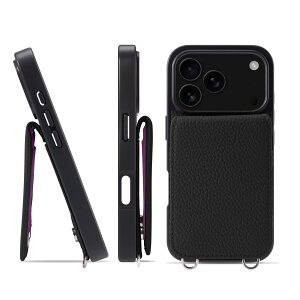 HANATORA for iPhone 17Pro �P�[�X �o���p�[�^ �{�v �X�}�z�P�[�X �X�}�z �J�[�h�|�P�b�g �X�^���h �V�����_�[�X�g���b�v �t�� �V�������N�J�[�t���U�[ �M�t�g �u���b�N SCPG-17Pro-Black