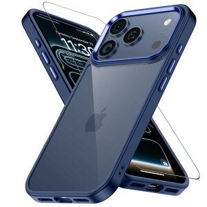 JUSTCOOL for iPhone 17 Pro�p �P�[�X �u���[ �K���X�ی�t�� ���ϖh�~ �A�C�t�H��17 �v���p �ϏՌ� �A�C�t�H�� 17 �Ղ��pcase �w��h�~ �����h�~ ��phone17 pro �p�P�[�X �ϋv�� �X�g���b�v�z�[���t��