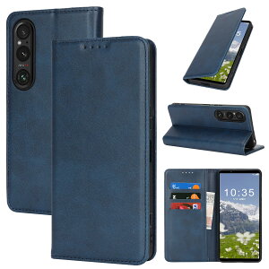 �Ή� Xperia 1 VII �P�[�X �蒠�^ �X�}�z�P�[�X �G�N�X�y���A1 vii SO-51F SOG15 XQ-FS44 �J�o�[ �蒠�^ �J�[�h�X���b�g�A�L�b�N�X�^���h ���U�[(�l�C�r�[)