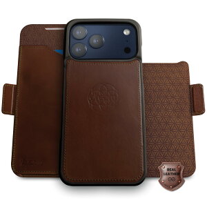 Dreem Real Leather for iPhone 17 Pro Max Case Wallet, Revolutionary Phone Stand, MagSafe-Fit, Magnetic Detachable Flip Cover, RFID Blocking Card Holder, Gift-Box [Fibonacci:Chestnut]