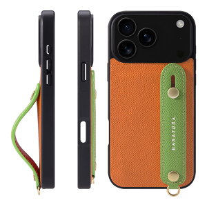 HANATORA for iPhone 17ProMax �P�[�X �{�v �ϏՌ� �w�ʃx���g �X�}�z�P�[�X �X�}�z �X�^���h�@�\ �l�b�N �X�g���b�v �t�� �G���{�X���U�[ �M�t�g �}�O�l�b�g�Ȃ� �I�����W+�O���[�� NGH-17ProMax-Orange-GN