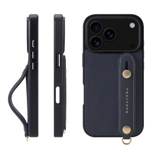 HANATORA for iPhone 17Pro �P�[�X �{�v �ϏՌ� �w�ʃx���g �X�}�z�P�[�X �X�}�z �X�^���h�@�\ �l�b�N �X�g���b�v �t�� �G���{�X���U�[ �M�t�g �}�O�l�b�g�Ȃ� �l�C�r�[ NGH-17Pro-Navy