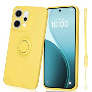 �yAqier�zOPPO Reno14 5G �p �g�уP�[�X �\�t�g �X�}�z�P�[�X�i�C�G���[�j�����O�P�[�X �I�b�| ���m14 5g �ɔ� TPU �ϏՌ� �X�^���h�@�\ 360°��] �ԍڃz���_�[ �J�o�[ �I�b�|reno14 Yellow