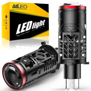 AILEO H4 LED �v���W�F�N�^�[�w�b�h���C�g�o���u ��2���� �~�j���[�U�[�v���W�F�N�^�[���� ���� 20000LM 6000K �z���C�g Hi/Lo�ؑ� 1550% ���邢 �J�X�^��IC 12V �E�n���h���ԑΉ� 2�Z�b�g
