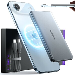 yƊE^EMagsafeΉzLISEN oCobe[ }OZ[t ^ y ^ 5000mAh MagSafeΉ ܂[ӃoCobe[ ^Cvc[d iphone CX }Olbg yPSEF؍ς݁z i