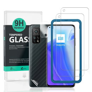 Ibywind Xiaomi 10T/10T Pro �K���X�t�B���� 2 ���ی�t�B���� �K�C�h�g�t�� �����Y�J�o�[�i1���j�w�ʃV�[�g�i1���j ���菝�h�~�ϏՌ��d�x 9H�����K���X�t�B�����y���炩�Ȏ�G��z�y�C�A�[���z�y