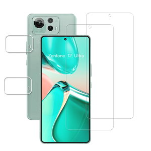 KPNS �y2+2������z�Ή� ASUS Zenfone 12 Ultra �p�� �K���X�t�B���� (2��) + �J�����t�B���� (2��) ���Y�Ɏq�f�ސ� �S�ʕی� �����K���X �ی� �t�B����