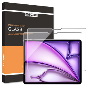 Megoo 2�p�b�N �X�N���[���v���e�N�^�[ iPad Air 13�C���` 6/7th M2-M3 & iPad Pro 13�C���` 7th M4�p�AApple Pencil & Face ID�Ή��A�����t�B�b�g�̋����K���X�AHD�N���A���e�B