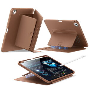 ESR iPad Pro 11�C���` �P�[�X�iM5/M4�A2025/2024�j�Ή� �y�����[ �ϏՌ� �c���X�^���h �����E�F�C�N/�X���[�v Pencil Pro/USB-C�Ή� �}���`�A���O���P�[�X Flip�V���[�Y �u���E��