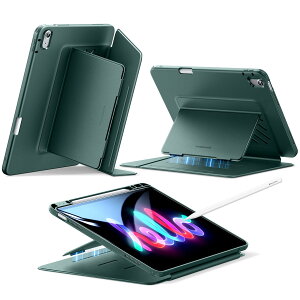 ESR iPad Air 13�C���` �P�[�X (M3/M2�A2025/2024) �y�����[ �ϏՌ� �c���X�^���h �����E�F�C�N/�X���[�v Pencil Pro/USB-C ���C�����X�[�d�Ή� �}���`�A���O���P�[�X Flip�V���[�Y �O���[��