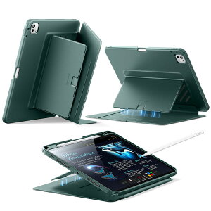 ESR iPad Pro 11�C���` �P�[�X�iM5/M4�A2025/2024�j�Ή� �y�����[ �ϏՌ� �c���X�^���h �����E�F�C�N/�X���[�v Pencil Pro/USB-C�Ή� �}���`�A���O���P�[�X Flip�V���[�Y �O���[��