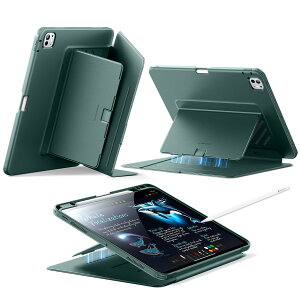 ESR iPad Pro 13�C���` �P�[�X�iM5/M4�A2025/2024�j�Ή� �y�����[ �ϏՌ� �c���X�^���h �����E�F�C�N/�X���[�v Pencil Pro/USB-C�Ή� �}���`�A���O���P�[�X Flip�V���[�Y �O���[��