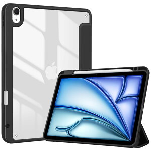 ProCase iPad Air 11C` P[X M3 (2025) / M2 (2024) / iPad Air5 (2022) / Air4 (2020) 10.9C`  NAJo[ y[ ϏՌ O܂ X^h X}[gJo[ (ubN)