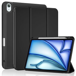 ProCase iPad Air 11C` P[X M3 (2025) / M2 (2024) / iPad Air5 (2022) / Air4 (2020) 10.9C`  NAJo[ y[ ϏՌ O܂ X^h X}[gJo[ (I[ubN)