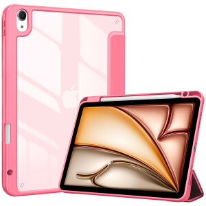 ProCase iPad Air 11�C���` �P�[�X M3 (2025) / M2 (2024) / iPad Air5 (2022) / Air4 (2020) 10.9�C���` ���� �N���A�J�o�[ �y�����[ �ϏՌ� �O�܂� �X�^���h �X�}�[�g�J�o�[ (�������s���N)