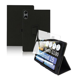 For BlackView MEGA3 �P�[�X �t�B���� �Z�b�g BlackView MEGA3 12.1�C���` �ی�P�[�X �K���X�t�B���� �y�� �J�o�[ �p�x���� �㎿PU�� �S���ʃJ�o�[ �Ռ��ϐ� �y�u���b�N�z+�ی�t�B����1��