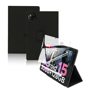 For DOOGEE Tab A9+/A9 Pro+ �P�[�X �t�B���� �Z�b�g DOOGEE Tab 11�C���` �p �ی�P�[�X �K���X�t�B���� �y�� �p�x���� �㎿PU�� �S���ʃJ�o�[ �ϏՌ� �y�u���b�N�z+�ی�t�B����1��