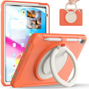 iPad �p �P�[�X,iPad 11���� �Ή��iA16�j11�C���` 2025/10���� 10.9�C���` 2022 �P�[�X �����O�t�� �Ռ��z�� �y�� ��� 360°��]�X�^���h ������ �n���h���t �J�o�[ �����h�~ �L�Y�h�~ �L�b�Y,�I�����W