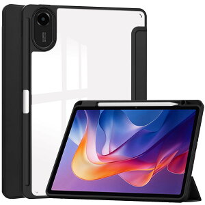 2025�N���� Xiaomi Redmi Pad 2 �P�[�X wi-fi���f��/4G���f���Ή� �w�ʃN���A ���� �y���z���_�[�t�� redmi pad2 �J�o�[ �I�[�g�X���[�v�@�\�t�� �O�܂�X�^���h �ϏՌ� �y��,�u���b�N