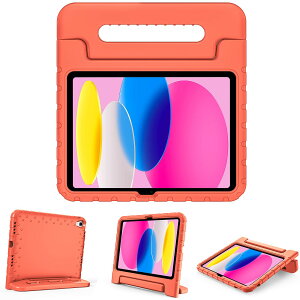 ProCase iPad 11����/10���� �P�[�X iPad�iA16�j11�C���` 2025/10.9�C���` 2022�ʗp �ϏՌ��� �n���h���ƃL�b�N�X�^���h�t�� �y�ʃo���p�[�P�[�X (�I�����W)