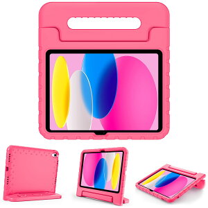ProCase iPad 11����/10���� �P�[�X iPad�iA16�j11�C���` 2025/10.9�C���` 2022�ʗp �ϏՌ��� �n���h���ƃL�b�N�X�^���h�t�� �y�ʃo���p�[�P�[�X (�s���N)