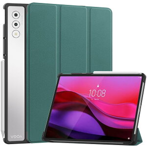 Gosento For Lenovo Yoga Tab Plus/Yoga Pad Pro AI 12.7�C���` 2025 �P�[�X �X�^���h�@�\�t�� �J���O�ܔ��^�X�^���h�P�[�X PU���U�[ Yoga Pad Pro AI �J�o�[ (�Z���ΐF�j