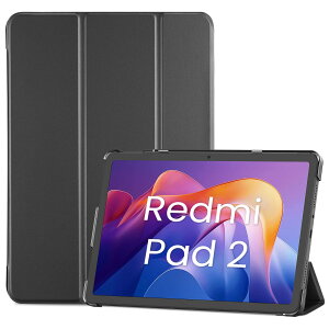 ProCase Xiaomi Redmi Pad 2 11�C���` (2025���f��) �p �O�܃X�^���h�^�u���b�g�P�[�X �S�ʕی�J�o�[ -�u���b�N