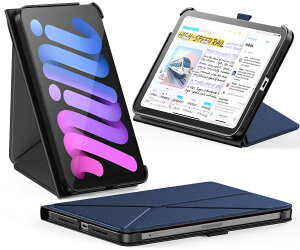 INFILAND P[X iPad Mini 7 (A17 Pro) 2024 / iPad Mini 6 2021 Ή, X܂肽ݎubNJo[, yz_[t, px}OlbgX^h, I[gX[v/EFCN@\tیP[X (lC