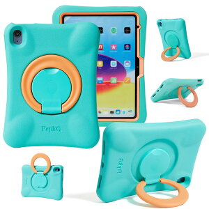 NLR FUN �L�b�Y�p iPad �P�[�X�AiPad 11�C���` A16 (2025) / 10.9�C���` ��10���� (2022) �p�̏Ռ��z���J�o�[�A�y�ʃt���{�f�B�ی�P�[�X�A�܂肽���݃n���h��/�X�^���h�t�� (�~���g+�I�����W)