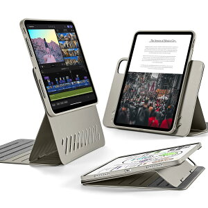 ESR iPad Pro 11�C���` �P�[�X�iM5/M4�A2025/2024�j��p ��O���\�ȃ}�O�l�b�g�J�o�[�t����]���P�[�X �c����/�������X�^���h 6�i�K�̊p�x���߉\ Pencil Pro/USB-C�Ή� Shift�V���[�Y �`�^��